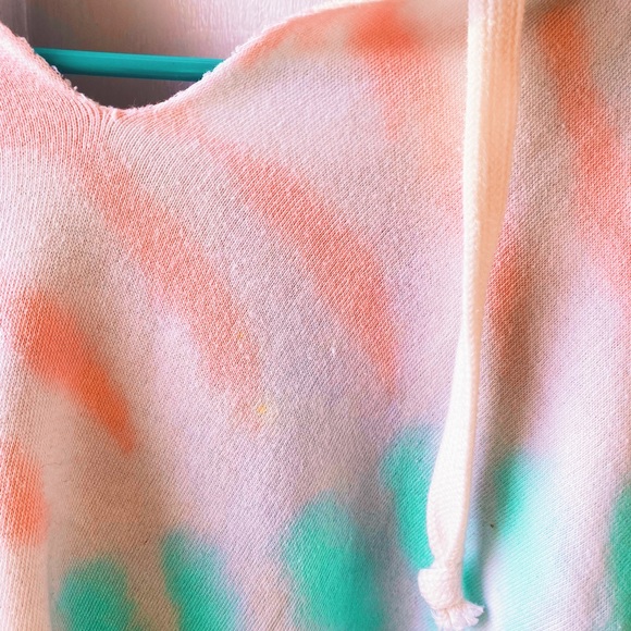 Ocean Drive// Pastel Oversized Tie Dye Drawstring White Hoodie π« - Picture 8 of 8